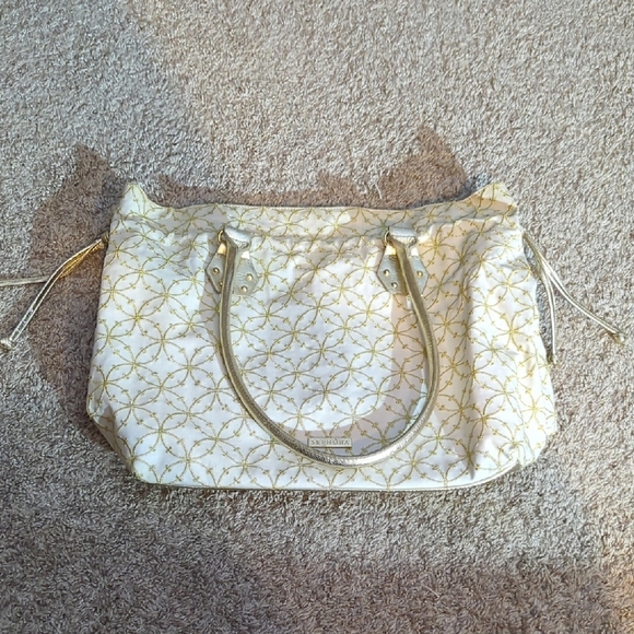 Sephora White and Gold Shoulder Bag with Structured Design - Picture 1 of 9